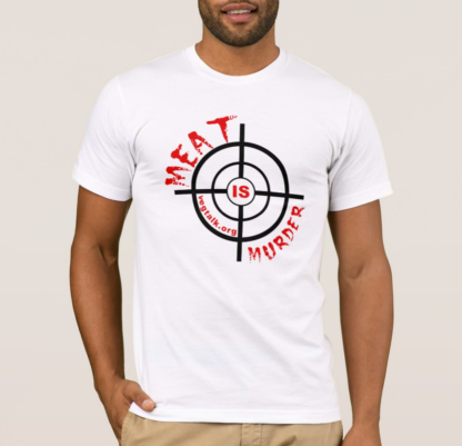 Meat is murder American Apparel white t-shirt for men